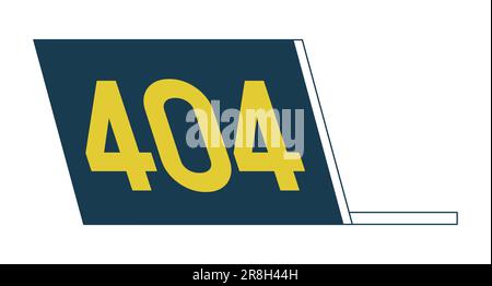 Open laptop with 404 on back flat line color isolated vector object Stock Vector