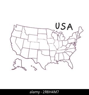 hand drawn doodle map of USA Stock Vector