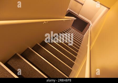 Emergency exit stairwell in an apartment building in Richmond British Columbia Canada Stock Photo