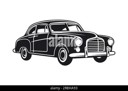 A black and white drawing of a vintage classic car 33229646 Vector Art at  Vecteezy