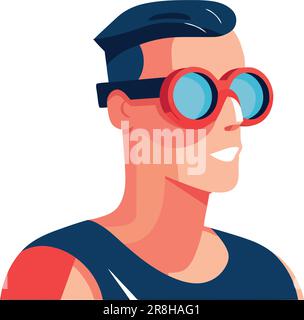 Smiling athlete wearing sunglasses Stock Vector