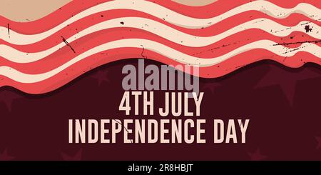 USA Independence Day 4th of July with an American flag banner, and template poster vector illustration design. Stock Vector