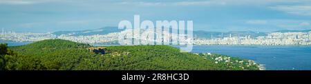 Panoramic view of Asian side or anatolian side of Istanbul including Uskudar districts from Princess Islands Stock Photo