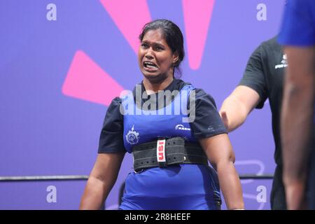 Berlin, Deutschland, 21, June, 2023. Sudhamani POOJARI from India during deadlift division F06 in the Special Olympics World Games Berlin 2023.. Credit: Fabideciria. Stock Photo