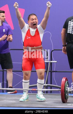 Berlin, Deutschland, 21, June, 2023. Pengqiang GUO from China during deadlift division M012 in the Special Olympics World Games Berlin 2023.. Credit: Fabideciria. Stock Photo