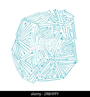 Green Printed Circuit Board Pattern, blue hand drawing. Stock Vector