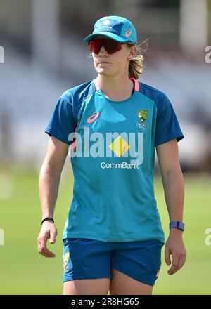 Trent Bridge Cricket Stadium, Nottingham UK. 21 June 2023. Australia Ladies trains at Trent Bridge in preparation for the first Ashes Cricket Test Match on Wednesday - Australia Player at Trent Bridge.  Picture: Mark Dunn/Alamy, Stock Photo