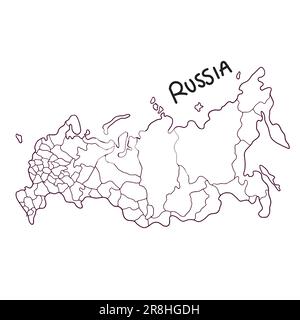 hand drawn doodle map of Russia Stock Vector