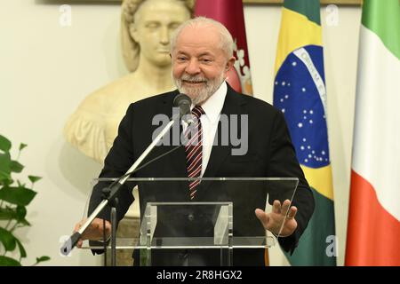 Rome, Italy. 21st June, 2023. Rome - The meeting with the President of the Federative Republic of Brazil Luiz Inacio Lula da Silva and the mayor of Rome Roberto Gualtieri, 21 June 2023, Sala della Protomoteca, Rome, Italy. Editorial Usage Only Credit: Independent Photo Agency/Alamy Live News Stock Photo