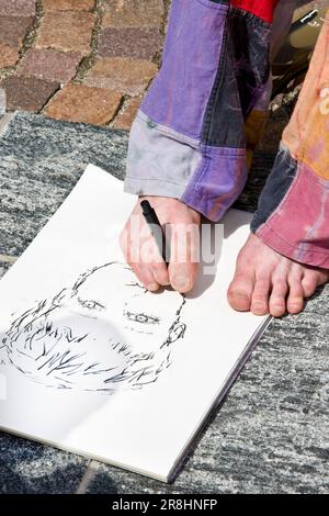 Foot Artist Foot Painting. Festival of Street Artists. Ascona. Switzerland Stock ...