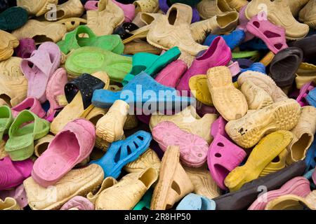 Plastic Shoes. Traditional Market. Adaba. Bale Plateau. Ethiopia Stock Photo