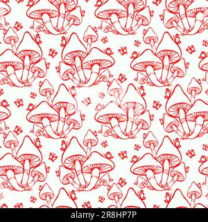 Autumn seamless pattern with mushrooms Stock Vector