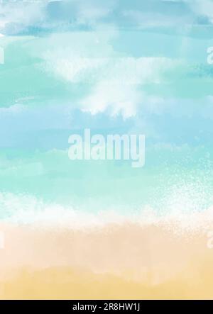 Abstract hand painted beach themed watercolour background Stock Vector