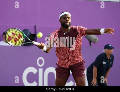 21st June 2023; Cinch Championships, Queens Club, West Kensington, London,  England: Cinch Championships Queens Club, Day 3; Ben Shelton (USA) with a  forehand shot to Lorenzo Musetti (ITA Stock Photo - Alamy