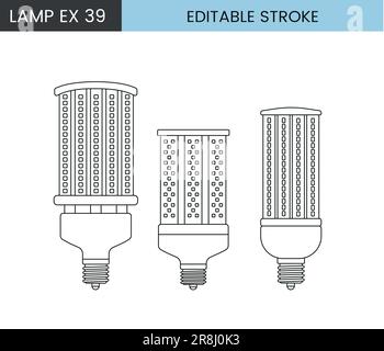 Line icon in vector format representing a lamp with EX39 base. Stock Vector