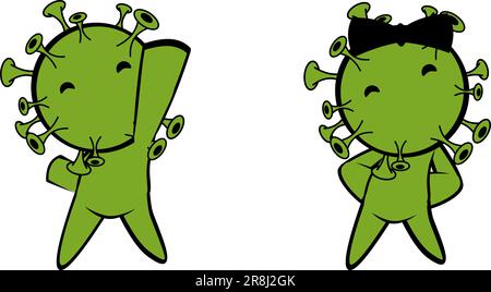 kawaii coronavirus character cartoon expressions pack colletion illustration in vector format Stock Vector