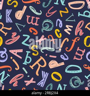 Lovely hand drawn letters, doodle alphabet, school background, great for banners, wallpapers, wrapping - vector design Stock Vector