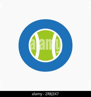 Tennis Logo On Letter O Concept. Tennis Sports Logotype Symbol Vector Template Stock Vector