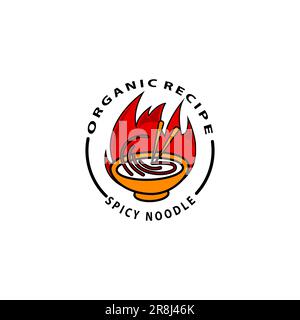 organic recipe spicy noodle logo design vector Stock Vector