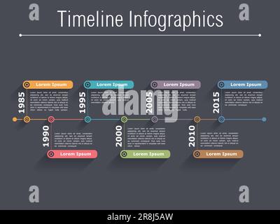 Timeline infographics design template, dark background, vector eps10 illustration Stock Vector