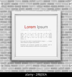 Square frame on brick wall, vector eps10 illustration Stock Vector