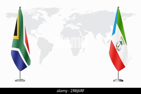 South Africa and Equatorial Guinea flags for official meeting against background of world map. Stock Vector