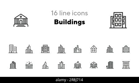 Buildings icons Stock Vector