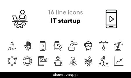 IT startup line icon set Stock Vector