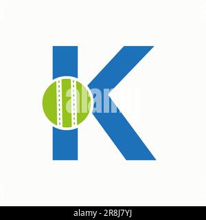 Cricket Logo On Letter K Concept. Cricket Club Symbol Stock Vector