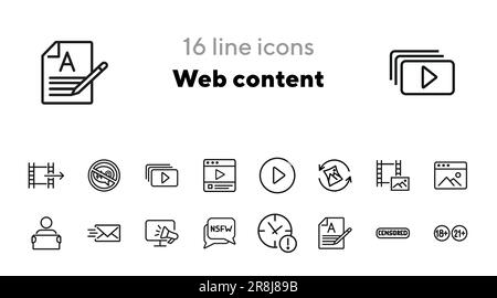Web content line icon set Stock Vector