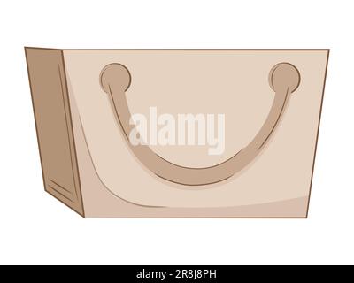 Brown paper bag isolated on a white background. Eco-friendly packaging. Paper empty shopping bag. Stock Vector