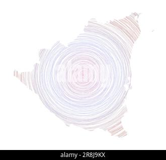 Nicaragua map filled with concentric circles. Sketch style circles in shape of the country. Vector Illustration. Stock Vector