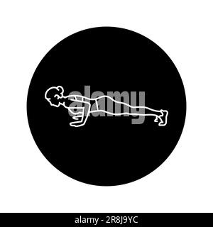 Girl is doing push ups black line icon. Pictogram for web page, mobile app, promo. Stock Vector