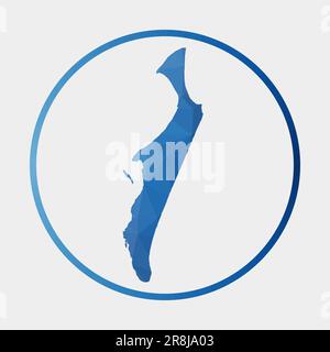 Fraser Island icon. Polygonal map in gradient ring. Round low poly Fraser Island sign. Vector illustration. Stock Vector