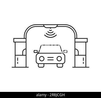 thin line freeway with toll checkpoint gate Stock Vector