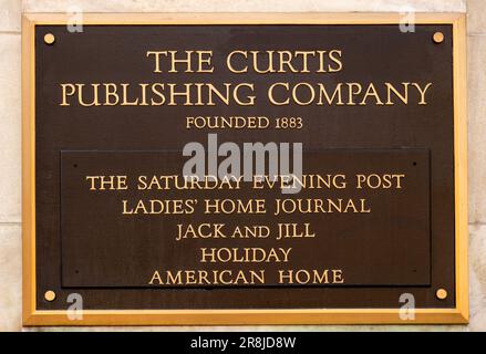 The Curtis Publishing Company sign in downtown Philadelphia PA Stock Photo