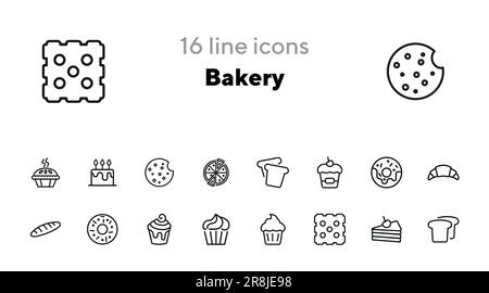Bakery line icon set Stock Vector