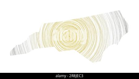 North Carolina map filled with concentric circles. Sketch style circles in shape of the us state. Vector Illustration. Stock Vector