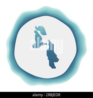 Pig Beach logo. Badge of the island. Layered circular sign around Pig Beach border shape. Trendy vector illustration. Stock Vector