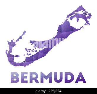 Low poly map of Bermuda. Geometric illustration of the island. Bermuda ...