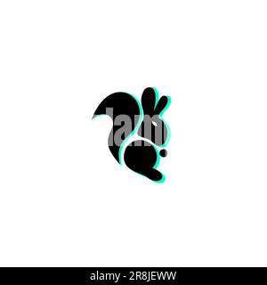 Rabbit and squirrel logo design illustrator Stock Vector