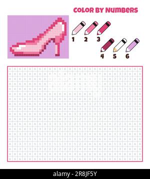 Color by numbers. Coloring book for kids.Pixel art Stock Vector