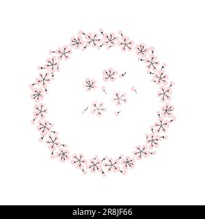 Flower wreath isolated on white background. Simple doodle floral elements for design Stock Vector