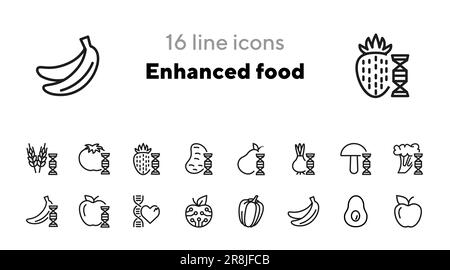 Enhanced food line icon set Stock Vector