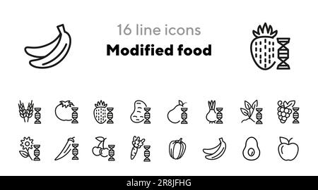 Modified food line icon set Stock Vector