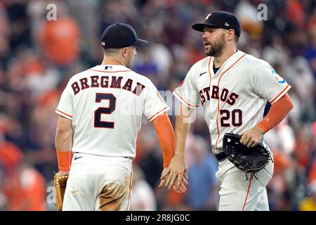 Alex Bregman and Chas McCormick of the Houston Astros celebrate a