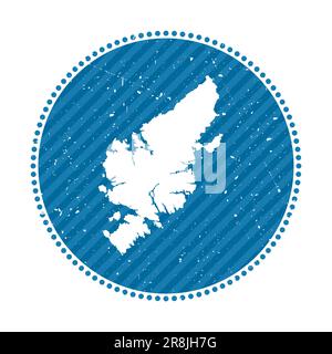 Lewis and Harris striped retro travel sticker. Badge with map of island, vector illustration. Can be used as insignia, logotype, label, sticker or bad Stock Vector