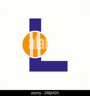 Cricket Logo On Letter L Concept. Cricket Club Symbol Stock Vector