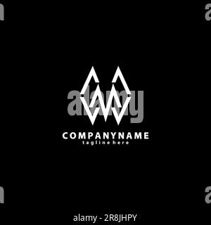 MW negative space creative logo design Stock Vector