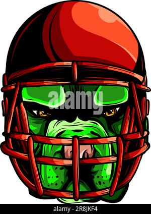 Portrait of the Smiling dog in rugby helmet. Vector illustration. Stock Vector